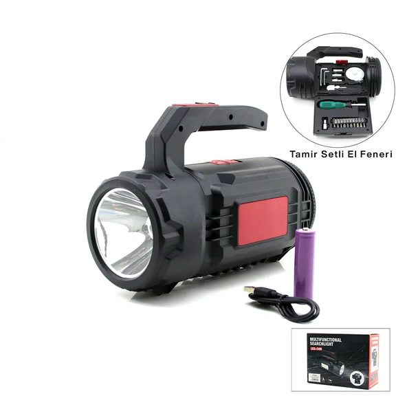 2İN1 19PCS = TAMİR - HIRDAVAT SETİ EL FENER - PROJEKTÖR LED + COB USB - TYPE-C - PİL ŞARJLI HS-310 (5433) ürün görseli 1