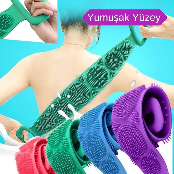 Çift Taraflı Banyo Hamam Lifi Silikon Masajlı Yumuşak Duş Lifi Uzun Ömürlü Hazır Banyo Kesesi (5433) ürün görseli 1
