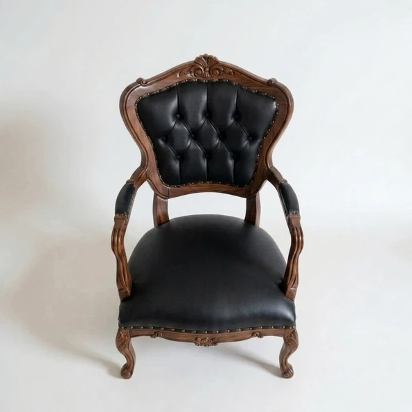 Royal Klasik Ahşap İşlemeli Berjer - Resim 4