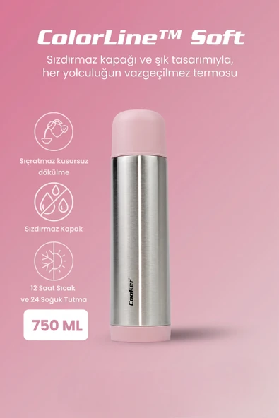 ColorLine Soft 750 ml Paslanmaz Çelik Termos CKR2002 - Resim 3