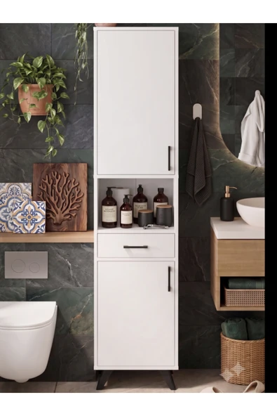 Alfimo Mobilya CANBERRA BANYO MUTFAK KİLERİ ÇOK AMAÇLI DOLAP BEYAZ ürün görseli 1