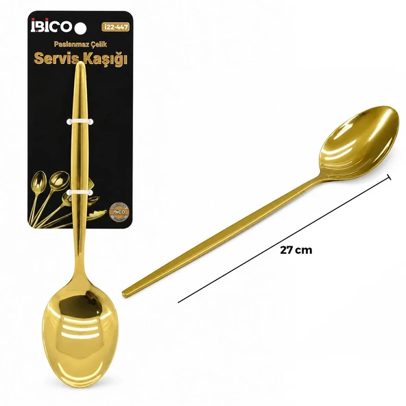 Metal Servis Kaşığı - Gold Renk - 27 cm ürün görseli 1