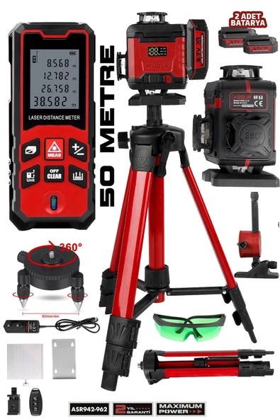 Lazer Metre + 360° 16 Köşe Otomatik Hizalama Tripod'lu Lazer Metre Hizalama ürün görseli 1