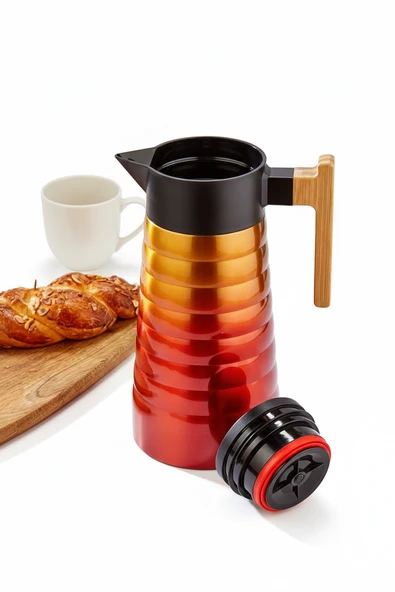 COOKER 2 LİTRE ÇELİK TERMOS BAMBU SAPLI - Resim 6