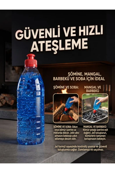 Şömine ve Mangal Jel Tutuşturucu | Dumansız Güvenli Ateş Yakıcı Jel | Soba, Barbekü ve Kamp İçin 350 ML ürün görseli 1