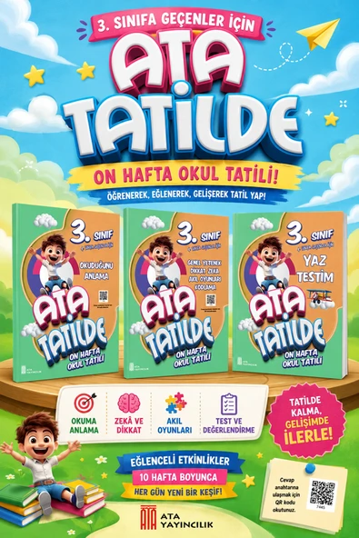 3.Sınıf Ata Tatilde Yaz Testim + Okuduğunu Anlama+ Genel Yetenek Dikkat Zeka Akıl Oyunları Kodlama ürün görseli 1