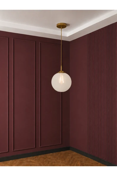 avizade ELAN Eskitme Metal Tekli Beyaz Cam Küre Sarkıt Avize – Ayarlanabilir Modern Metal Minimal Tavan Aydınlatma ürün görseli 1