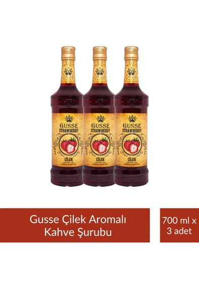Gusse Çilek Strawberry Aromalı Kokteyl Şurubu 700 ml x 3 Adet ürün görseli 1