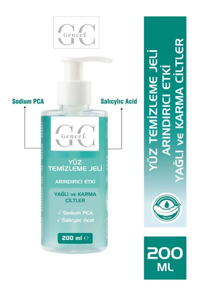 GENCEE Yağlı Ve Karma Ciltler için Siyah Nokta, Akne ve Leke Karşıtı, Sebum Dengeleyici Yüz Temizleme Jeli ürün görseli 1