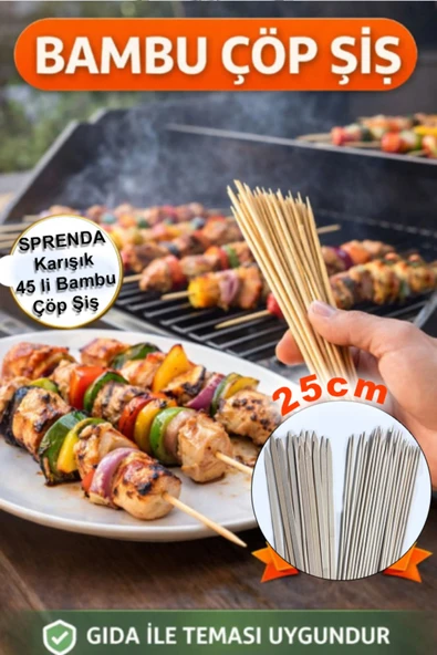Bambu Çöp Şiş 25 cm 45 li Karışık ürün görseli 1