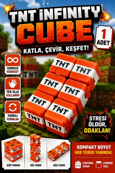 TNT Infinity Cube Sonsuz Küp Hareketli Stres Küpü Katlanabilir Fidget Oyuncak 1 Adet Kırmızı TR ürün görseli 1
