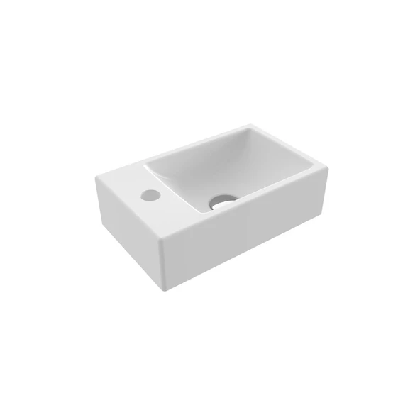 Bocchi Milano Dar Sol Lavabo 37 cm 1418-002-0126 Mat Beyaz ürün görseli 1