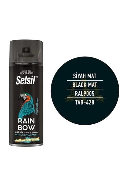 Rainbow Akrilik Sprey Boya MAT SİYAH 400 ml. - RAL9005 ürün görseli 1