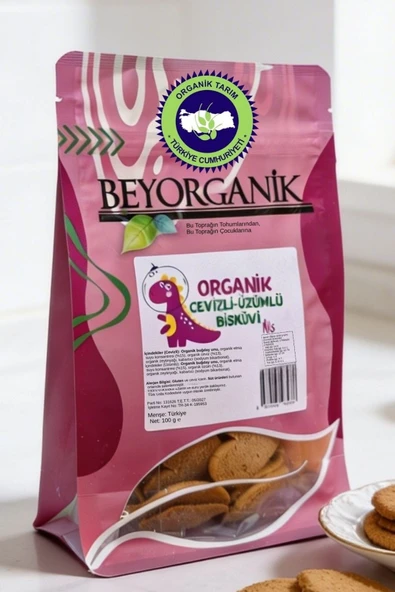 Organik Cevizli Üzümlü Bisküvi Miks 100gr Atıştırmalık Bisküvi ürün görseli 1
