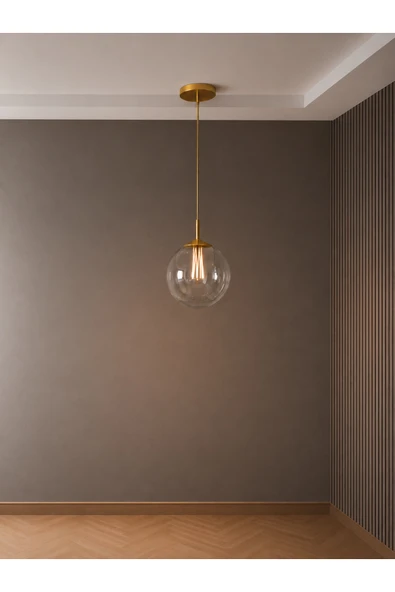 avizade ELAN Eskitme Metal Tekli Füme Cam Küre Sarkıt Avize – Ayarlanabilir Modern Metal Minimal Tavan Aydınlatma ürün görseli 1