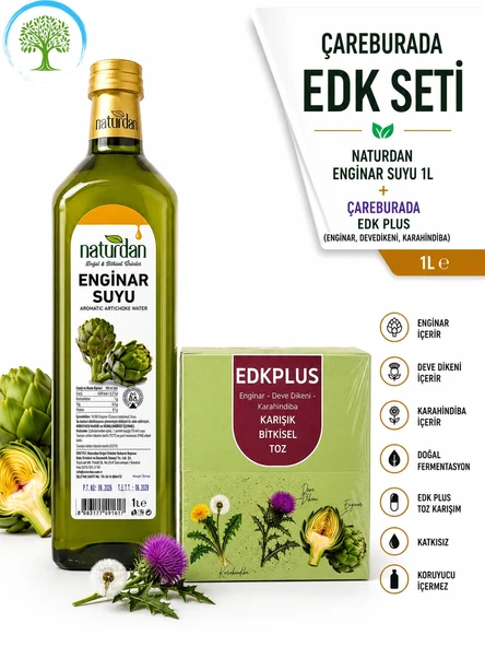 Naturdan Enginar Suyu 1L - Aromatik Su 1000 ml & ÇareBurada EDK Karışık Bitkisel Toz | Enginar, Devedikeni, Karahindiba ürün görseli 1