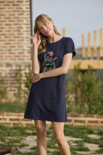 Arias Closet Meyve Yaprak Baskılı Dantelli "Feel Good" Gecelik ürün görseli 1