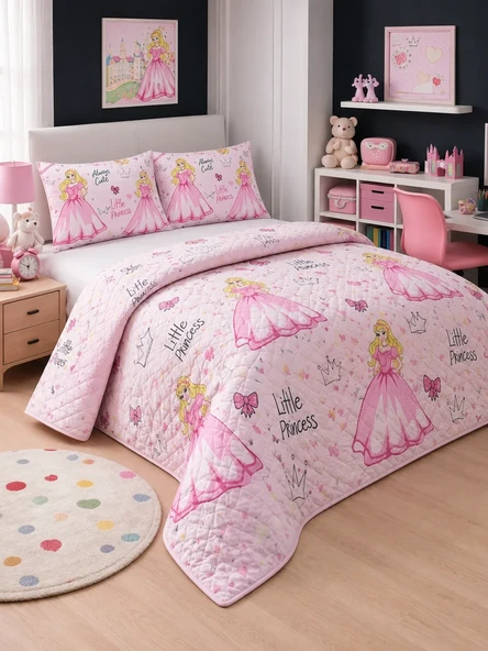 Çift Kişilik Kapitone Dolgulu Prenses Desen Pike 4 Mevsim 2 Adet Yastık Kılıfı Dahil 200x230cm ürün görseli 1