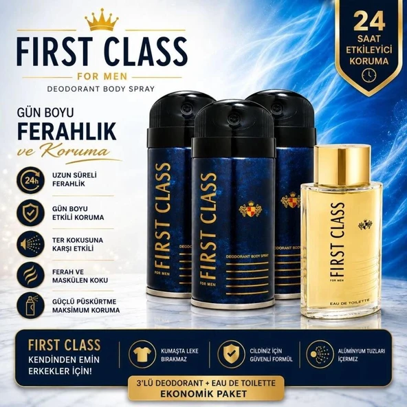 First Class Erkek 100 Ml Edt + 3X150 Ml Deodorant - Resim 2