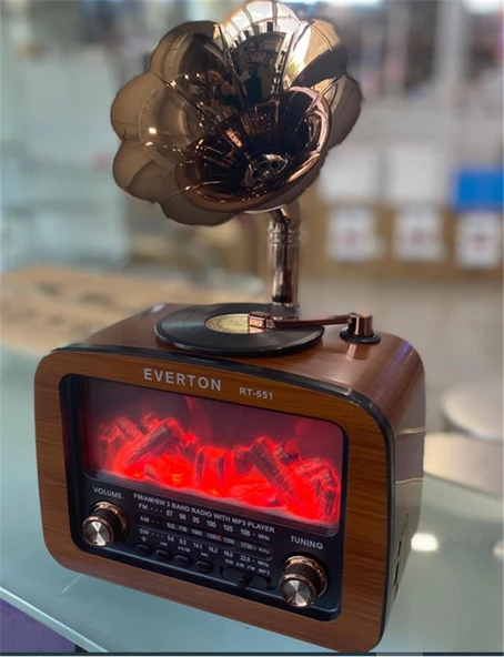 Everton Rt-651  -Usb-Tf-Am-Fm-Sw-Blue-Connect-Tws-Usb Şarj Nostaljik Radyo Alev Işıklı ürün görseli 1