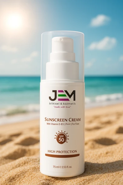 Jem Kozmetik Bitkisel Koruyucu Güneş Kremi 75 ML 50+ SPF Sun Cream Güneş Ve Doğum Sonrası Lekeler için ürün görseli 1
