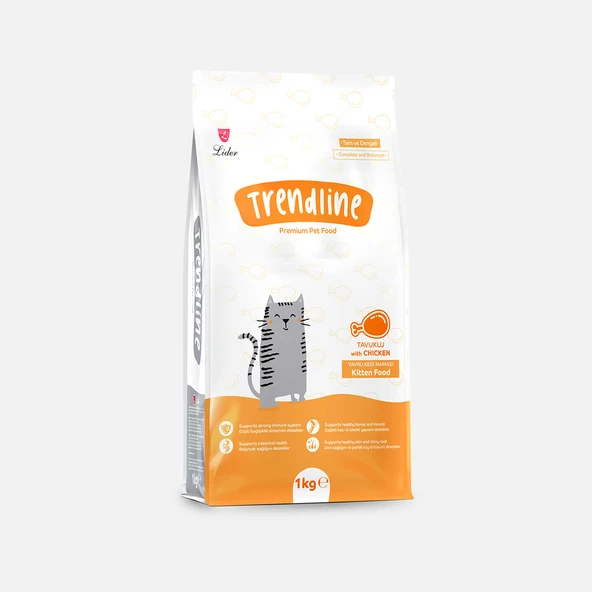 Trendline Tavuklu Yavru Kuru Kedi Maması 1 Kg (4'li Paket) ürün görseli 1