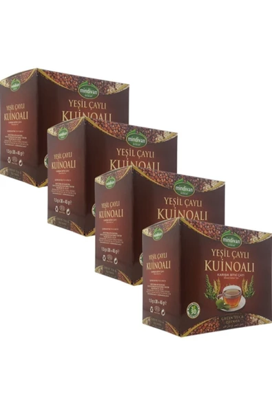 Mindivan Yeşil Çaylı Kinoa Karışık Bitki Çayı 30 Süzen Poşet  4 Kutu ürün görseli 1