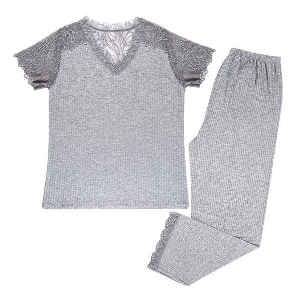 Nap Kadın Kısa Kollu Dantelli Takım S/M - L/XL ürün görseli 1