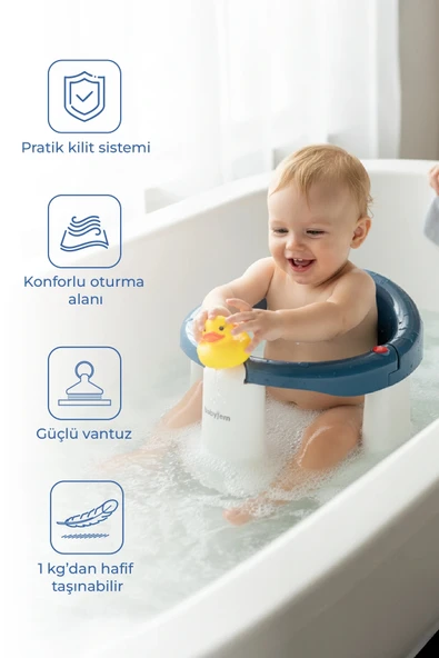 Babyjem Önden Açılır Banyo & Mama Oturağı İndigo Mavi ürün görseli 1