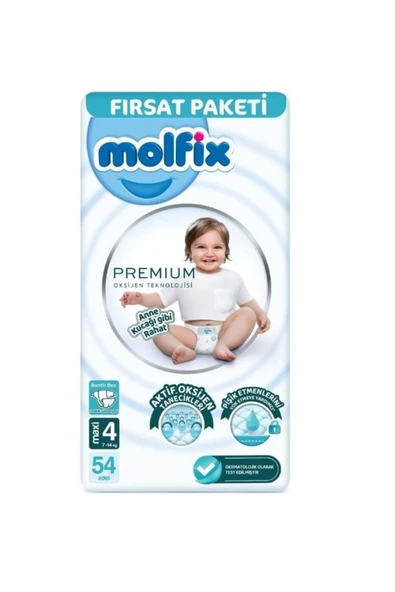 Molfix Premium Bebek Bezi Fırsat Paketi 4 Beden 7-14 Kg 54 Adet ürün görseli 1
