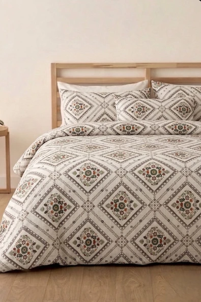 LaLiva Premium A Kalite Nevresim Takımı -Çarşafı Lastikli -%100 Organik Pamuk- Çift Kişilik-Festival ürün görseli 1