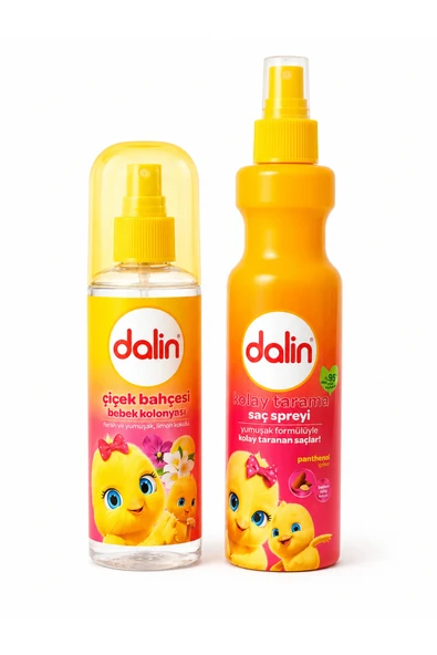 Dalin Bebek Saç Bakım ve Kolonya Seti - 200 ml Kolay Tarama Spreyi + 150 ml Çiçek Bahçesi Bebek Kolonyası ürün görseli 1