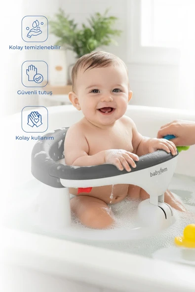 Babyjem Yandan Açılır Banyo & Mama Oturağı Antrasit ürün görseli 1