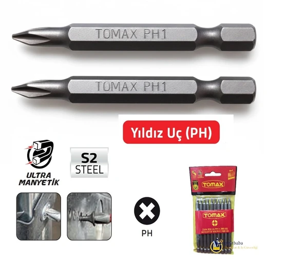 TOMAX PH1 x 100 mm Bits Uç 10 ADET ürün görseli 1