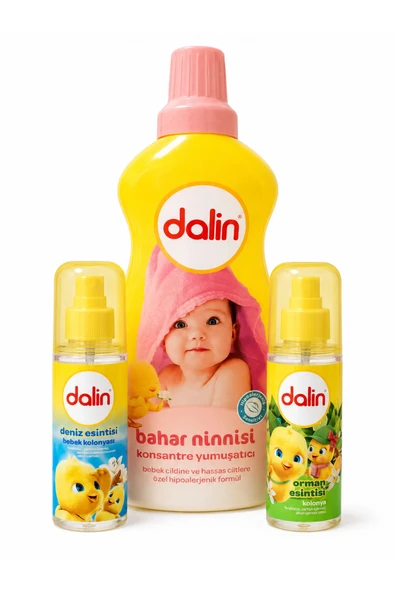 Dalin Bebek Kolonyası ve Yumuşatıcı Seti - 150 ml Deniz Esintisi + 150 ml Orman Esintisi + 1200 ml Konsantre Yumuşatıcı ürün görseli 1