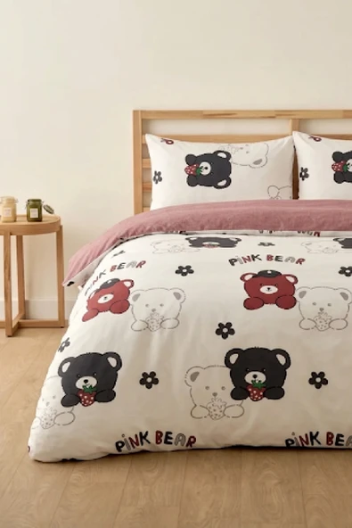 LaLiva Pamuk Panda Çarşafı Lastikli Sağlıklı Tek Kişilik Çocuk Nevresim Takımı Bodro ürün görseli 1