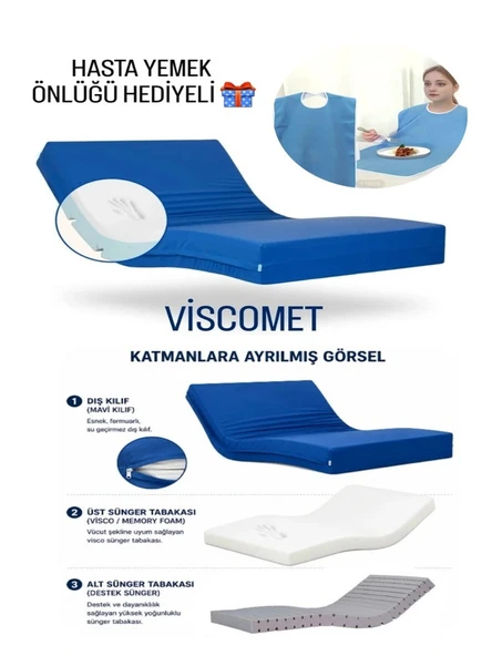Viscomet Visco Hasta Karyolası Yatağı 90x190x14 Cm ürün görseli 1