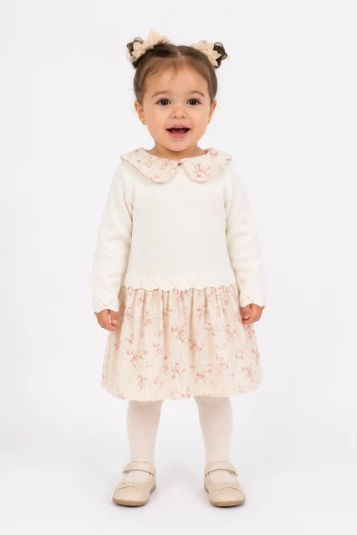 Kız Bebek Çiçek Desenli Müslin Triko Takımı 3028 ürün görseli 1