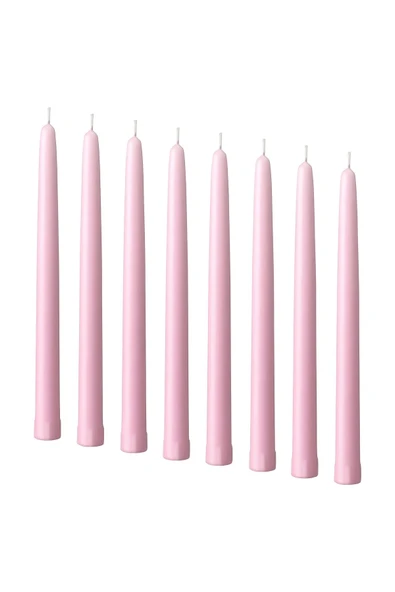IKEA Kaliteli Klokhet 8 Adet Şamdan Mumu Yükseklik 25 Cm İkea 8'li Set Dekoratif Mum Pembe Renk ürün görseli 1