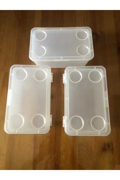IKEA 3 Adet Kapaklı Düzenleme Kutusu 17x10x8Cm İkea 3'lü Set Saklama Kutusu Şeffaf Plastik Kutu Organizer ürün görseli 1