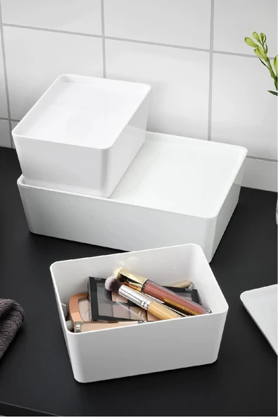 IKEA Kuggıs Kapaklı Kutu Beyaz Set, (3'lü Set) - Resim 2