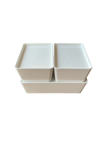 IKEA Kuggıs Kapaklı Kutu Beyaz Set, (3'lü Set) - Resim 6