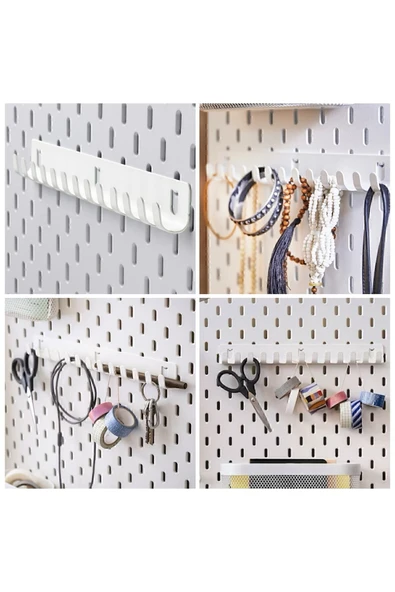 IKEA Skadıs 28 Cm 13 Kancalı Çok Amaçlı Çelik Pano Parçası Beyaz ürün görseli 1