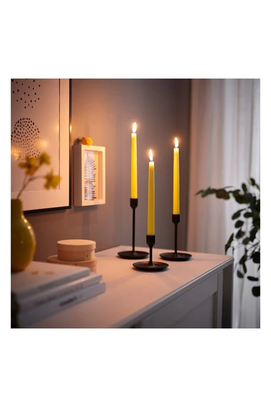 IKEA Şamdan Mumu Sarı 8 Adet 5,5 Saat - Resim 3