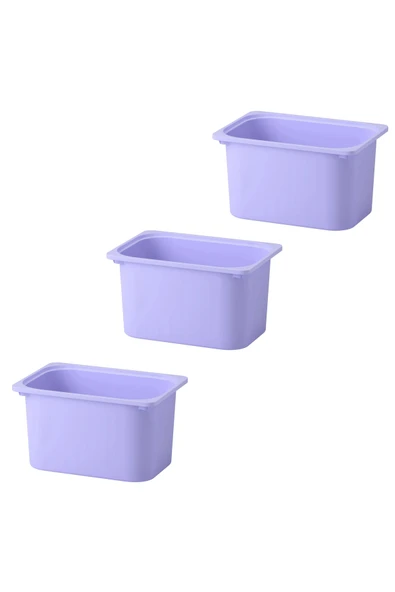 IKEA KALİTELİ 3 Adet Plastik Oyuncak Saklama Kutusu 42x30x23 Cm İkea 3'lü Set Düzenleme Kutusu Lila Kutu ürün görseli 1