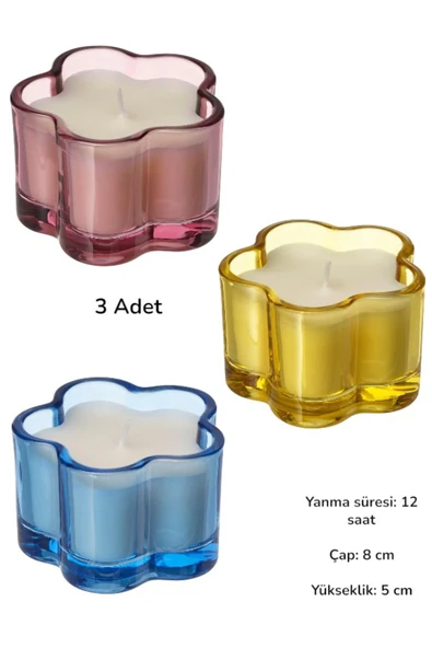 IKEA MORKULLA bardakta kokulu mum Duru Shop, çok renkli, ( Pembe - Sarı - Mavi ) - 3 Adet ürün görseli 1
