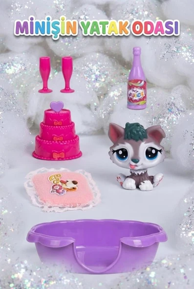 Petclub Sevimli Minişin Yatak Odası Temalı Oyun Seti Dikkat Çekici Köpek ve Eğlenceli Aksesuarlı Çocuk Oyuncağı Seti ürün görseli 1