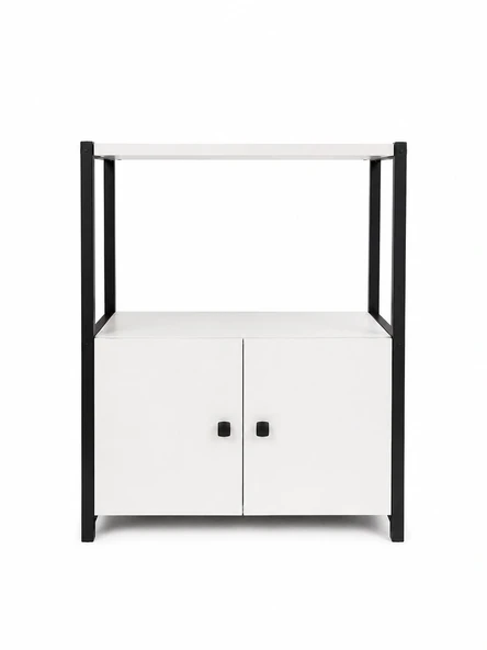 Çok Amaçli Tek Dolap Tek Raf Düzenleyici (Siyah Profil Beyaz Sunta) 30x53x80 Cm ürün görseli 1