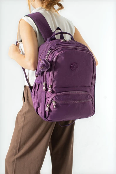 Ultra Hafif Çok Cepli Orta Boy Sırt Çantası Mor Model: (571-3M) ürün görseli 1