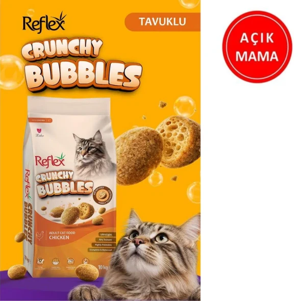 Reflex Crunchy Bubbles Tavuklu Yetişkin Kedi Maması Paketten Bölme 1 kg ürün görseli 1